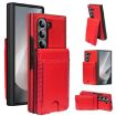 Samsung Galaxy Z Fold5 Red Leather Case with Card Holder & Tempered Film - 1