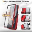 Samsung Galaxy Z Fold5 Red Leather Case with Card Holder & Tempered Film - 7