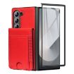 Samsung Galaxy Z Fold7 Red Leather Case with Card Holder & Tempered Film - 2