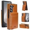 Samsung Galaxy Z Fold7 Leather Case with Card Holder & Tempered Film - Brown - 1