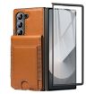 Samsung Galaxy Z Fold7 Leather Case with Card Holder & Tempered Film - Brown - 2