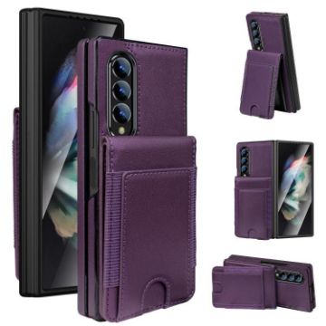 Samsung Galaxy Z Fold4 Leather Case with Card Holder & Tempered Film - 1