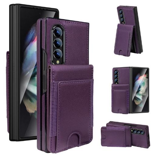 Samsung Galaxy Z Fold4 Leather Case with Card Holder & Tempered Film - 1