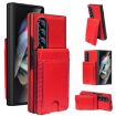 Samsung Galaxy Z Fold3 Red Leather Case with Card Holder & Tempered Film - 1