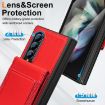Samsung Galaxy Z Fold3 Red Leather Case with Card Holder & Tempered Film - 5