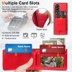 Samsung Galaxy Z Fold3 Red Leather Case with Card Holder & Tempered Film - 6