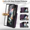 Samsung Galaxy Z Fold3 Dark Purple Leather Case with Card Holder & Film - 7