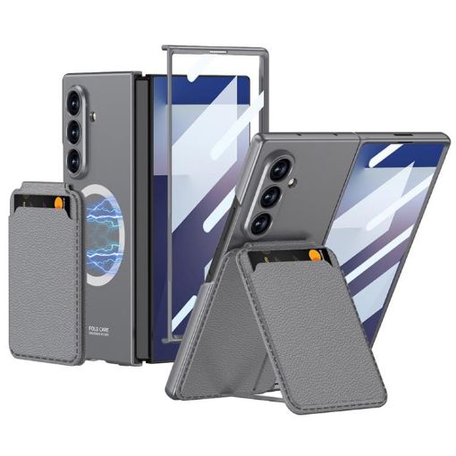 Samsung Galaxy Z Fold7 5G Grey Magnetic Folding Card Bag Phone Case - 1
