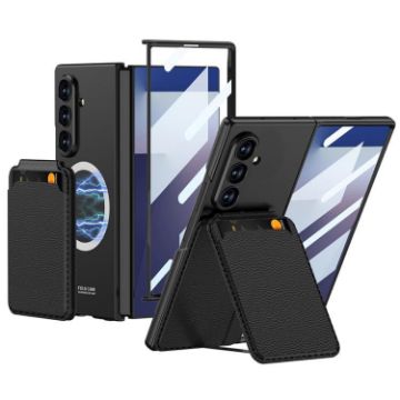 Samsung Galaxy Z Fold7 5G GKK Magnetic Folding Card Bag Case (Black) - 1