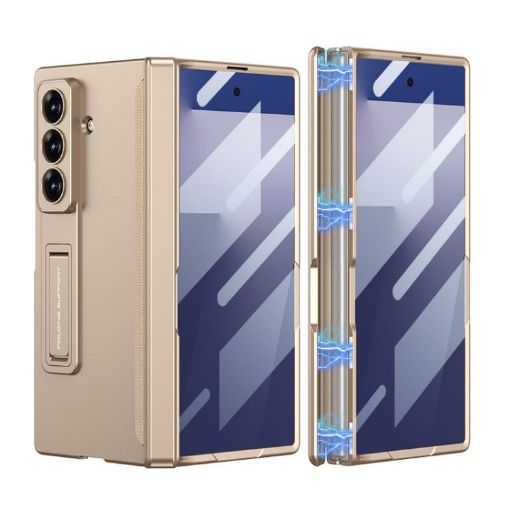 Samsung Galaxy Z Fold7 5G Gold Magnetic Full Cover Case with HD Film - 1
