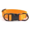 Reflective Nylon Pet Collar with Black Buckle, Size M, Orange - 1