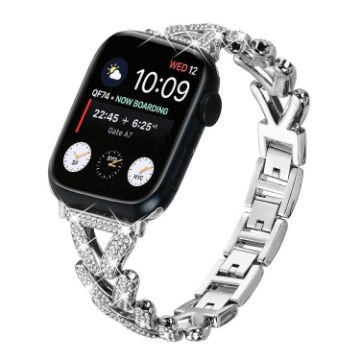 Apple Watch Band 38/40/41/S10 42mm 20mm Diamond Metal Silver - 1