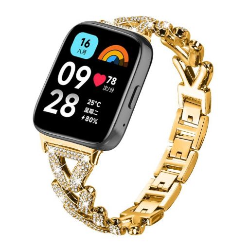 Redmi Watch 3 Active/Lite 20mm Diamond Metal Band Gold - 1