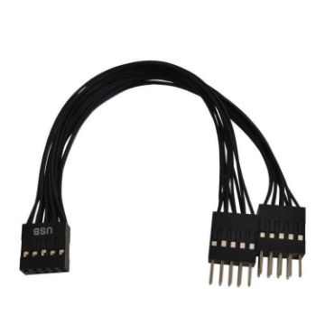 2 in 1 9 Pin USB Adapter Extension Cable for Desktop Motherboard (Black) - 1