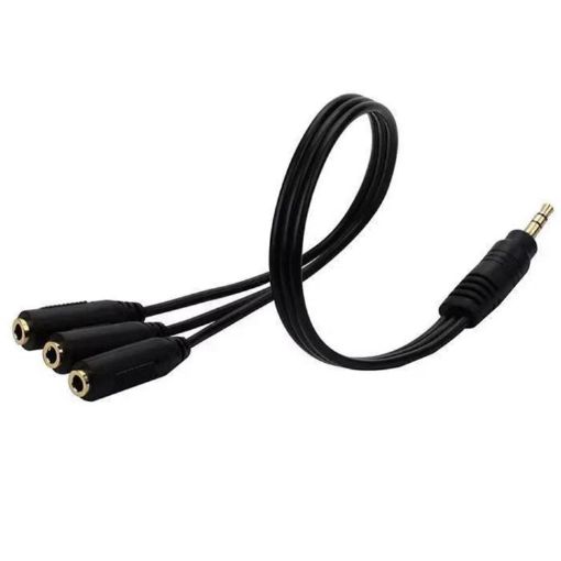 3 in 1 DC 3.5mm Audio Cable with Stereo - Black - 1
