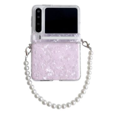 Huawei Pura X Pink Phone Case with Bracelet & Pearlescent Shell Texture - 1