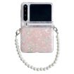 Huawei Pura X Pink Green Phone Case with Bracelet - Pearlescent Shell Texture - 1