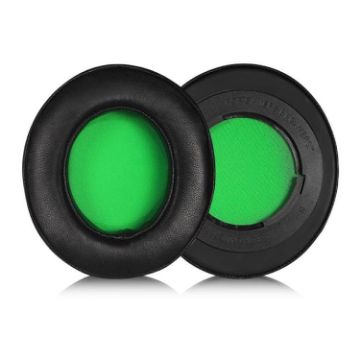 Rotating Snap-on Earpads for Razer Kraken Pro V2, Lambskin Black Green - 1