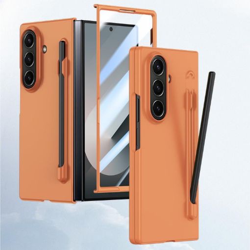 Samsung Galaxy Z Fold7 5G Orange Case with Pen Box - Skin Feel PC - 1