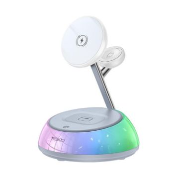 Yesido DS31 3-in-1 Magnetic Wireless Charger with RGB Light - White - 1