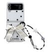 Samsung Galaxy Z Flip4 Glitter Dots Phone Case with Bow Bracelet White - 1