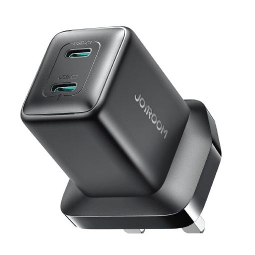 JOYROOM TCG17 45W GaN Dual USB-C Charger, UK Plug, Black - 1