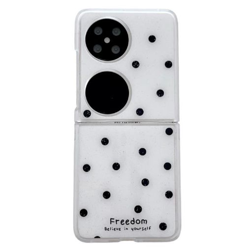 Huawei P50 Pocket Phone Case - Glitter Powder Dots Pattern (White) - 1