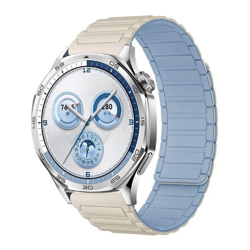 18mm Tri-beads Magnetic Silicone Watch Band - White Fog Blue - 1