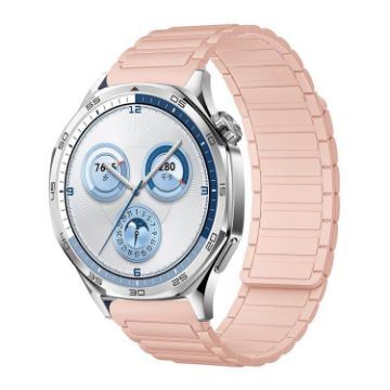 Bright Pink 20mm Tri-beads Magnetic Silicone Watch Band - 1
