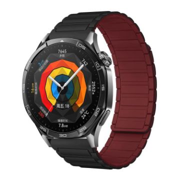 22mm Tri-beads Magnetic Silicone Watch Band - Black Wine Red - 1