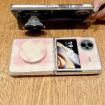 Vivo X Flip Glitter Powder Dots Phone Case with Holder - White - 5