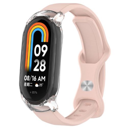 Xiaomi Smart Band 9/8 Light Pink Silicone Band & Transparent Case - 1
