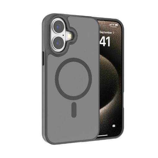 iPhone 17 Kalebol Metal Lens Frame MagSafe Frosted PC Case Grey - 1