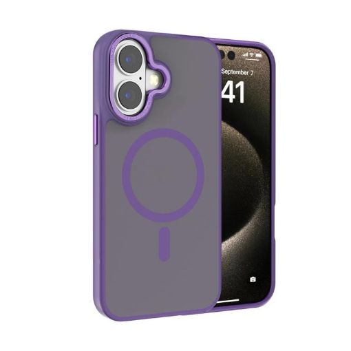 iPhone 17 Kalebol Metal Lens Frame MagSafe Frosted Case Dark Purple - 1