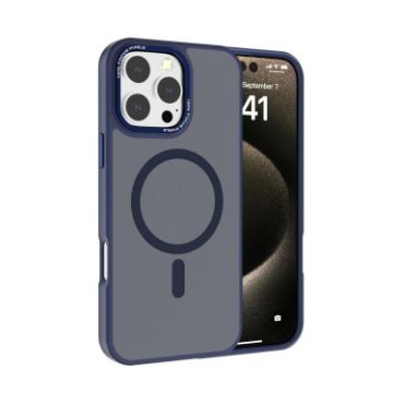 iPhone 16 Pro Kalebol Metal Lens Frame MagSafe Case Navy Blue - 1