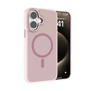 iPhone 16 Plus Pink Kalebol Metal Lens Frame MagSafe Frosted Case - 1