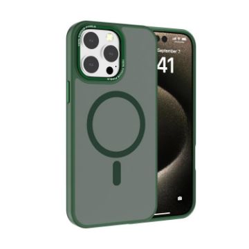 iPhone 15 Pro Kalebol Metal Lens Frame MagSafe Case - Dark Green - 1