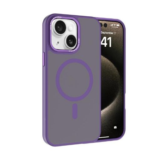 iPhone 14 Plus Dark Purple MagSafe Case with Metal Lens Frame - 1