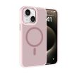 iPhone 14 Pink Kalebol Metal Lens Frame MagSafe Frosted PC Case - 1