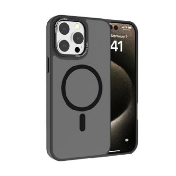 iPhone 13 Pro Max Kalebol Metal Lens Frame MagSafe Frosted Case Black - 1