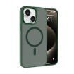 iPhone 13 Kalebol Metal Lens Frame MagSafe Frosted PC Case Dark Green - 1