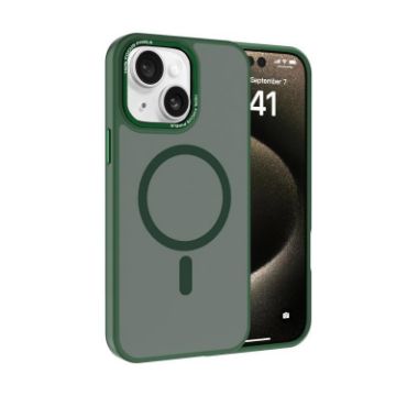 iPhone 13 Kalebol Metal Lens Frame MagSafe Frosted PC Case Dark Green - 1