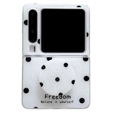 Huawei Pura X Glitter Dots Phone Case with Holder - White - 1