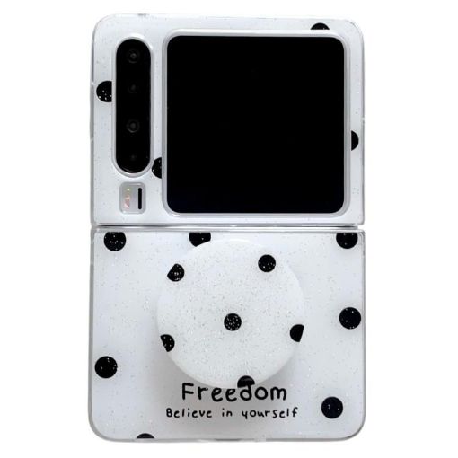 Huawei Pura X Glitter Dots Phone Case with Holder - White - 1