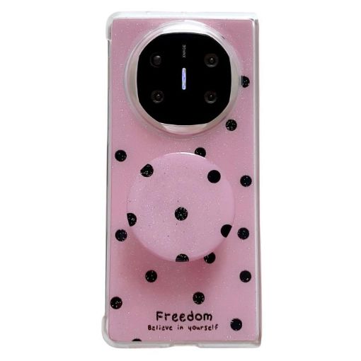 Huawei Mate X6 Rose Red Glitter Dots Phone Case with Holder - 1