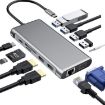 12-in-1 USB-C Hub: HDMI, USB3.0, USB2.0, PD, VGA, RJ45, SD/TF, 3.5mm Jack - 3