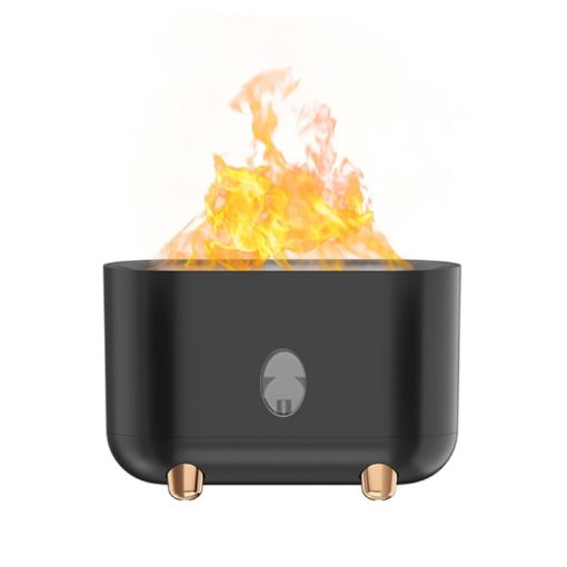Black USB Simulation Flame Humidifier - Compact & Stylish Design - 1