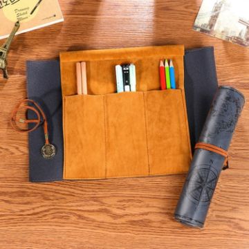 Creative Stationery Pencil Bag - Simple Style, Gray Blue - 1