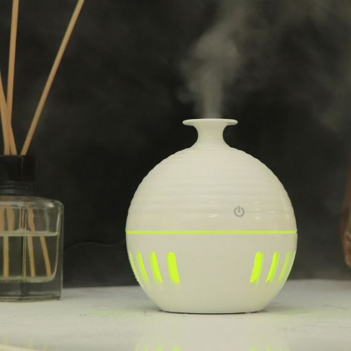 Wood Grain USB Humidifier & Aromatherapy Lamp with Remote Control (White) - 1