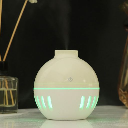 Wood Grain USB Humidifier & Aromatherapy Lamp with Remote (White-3) - 1